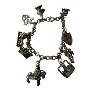 Vintage Pewter Charm Bracelet – British Royal‎ & Historical Theme
